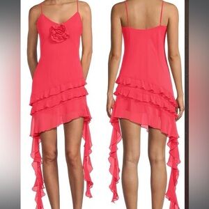 Gianni Bini Sheer Pink Vibrant Flower  Dress